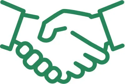 Icon of a handshake, symbolizing agreement or partnership in claims assistance.